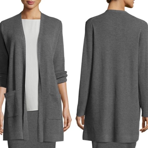 Eileen Fisher Sweaters - Eileen Fisher Wool Ribbed Cardigan Gray Size - XS